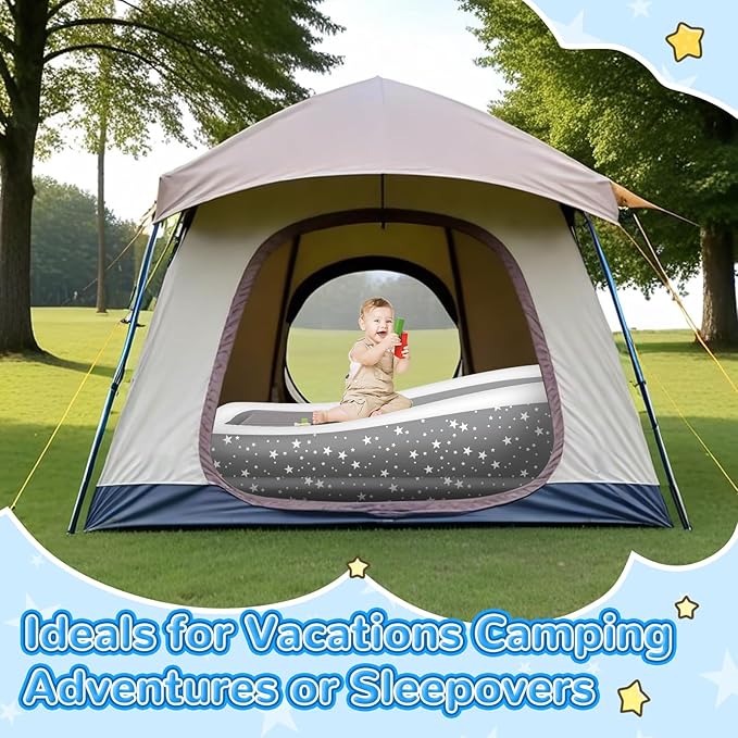 Inflatable Toddler Travel Bed: Portable & Safety - Blow Up Toddler Bed Travel with 4 Sides - Kids Air Mattress Ideal for Outdoor Camping - Easy to Inflate Deflate and Clean