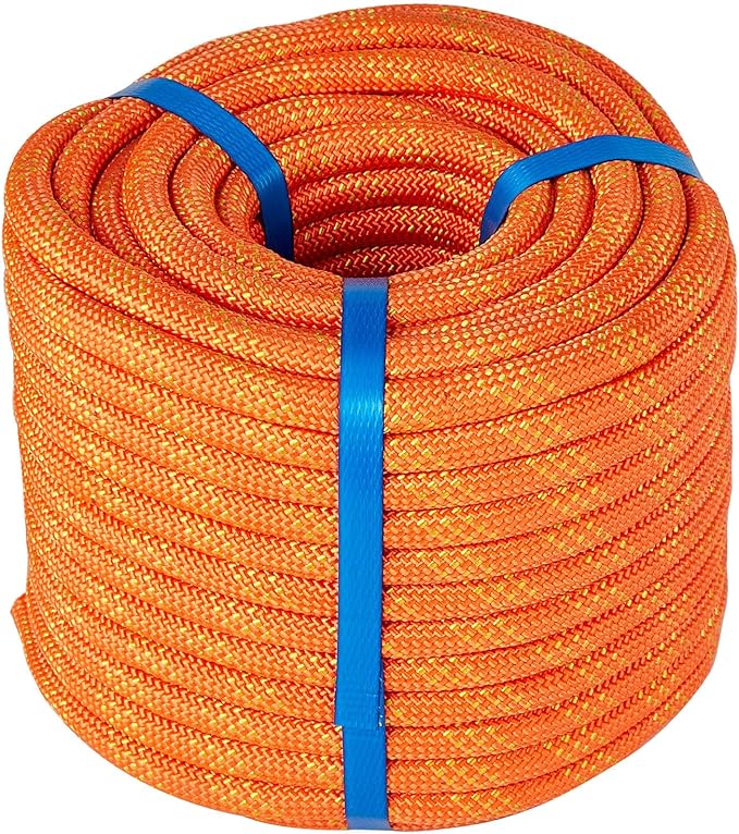 3/8 Inch 120ft Double Braided Polyester Arborist Rope, Heavy Duty Nylon Rope for Anchor, Tree Work, Cargo, Pulling, Sailing(Orange)
