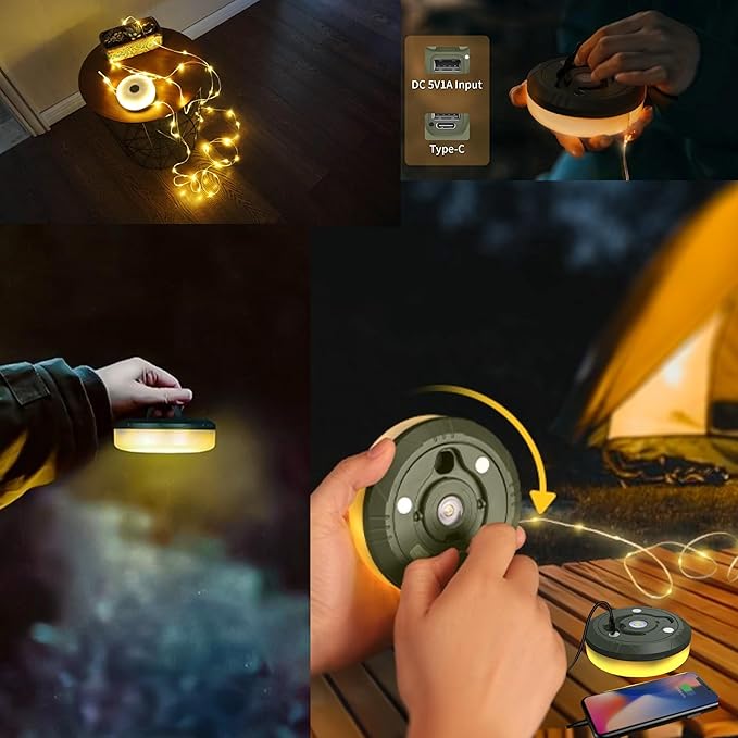 Camping Lights String Camp Lantern Better Retractable Waterproof Glowmate 4 in 1 Camp String Lights for Tent with 8 Modes 32.5ft LED Camp Lamp Necessities Decor Holiday Gifts for Christmas Halloween