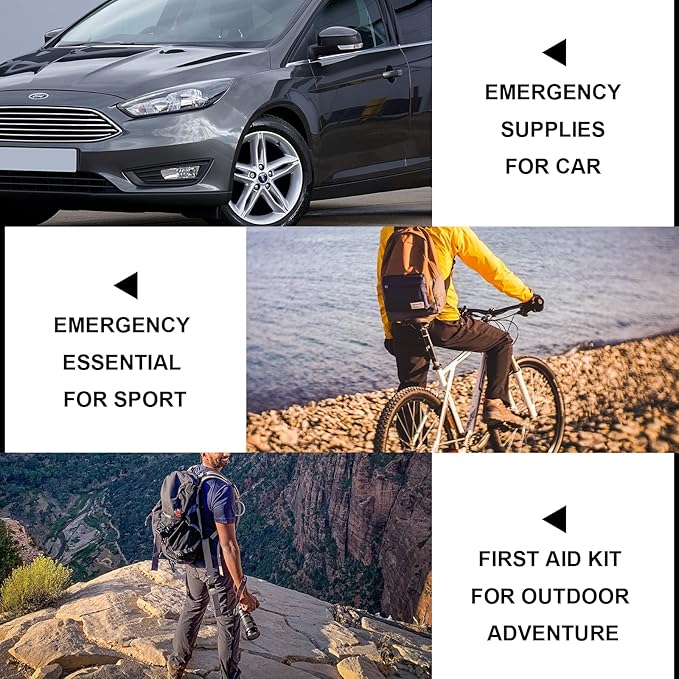 300Piece Travel First Aid Emergency Kit Home Essentials Hiking Survival Essential Kit for Outdoor Adventure Camping Backpack, Black 1st Aid