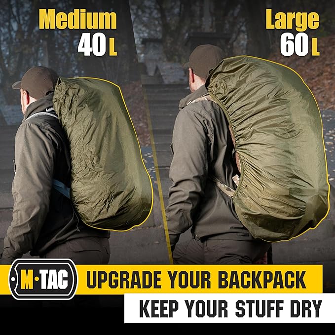 M-Tac Backpack Rain Cover Waterproof - Bag Rain Cover - for Hiking Travel Camping Military