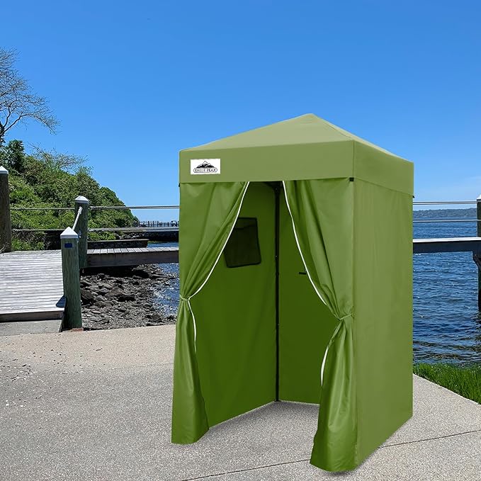 EAGLE PEAK Flex Ultra Compact 4x4 Pop-up Canopy, Sun Shelter, Changing Room, Portable Privacy Canopy Cabana for Pool, Fashion Photoshoots, or Camping, 4x4 ft, Army Green