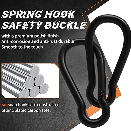 Small Carabiner Clip,15Pcs 2Inch Black Carabiners Clips M5 Alloy Steel Spring Snap Hook,Locking Carribenares for Climbing Hiking Camping Fishing…
