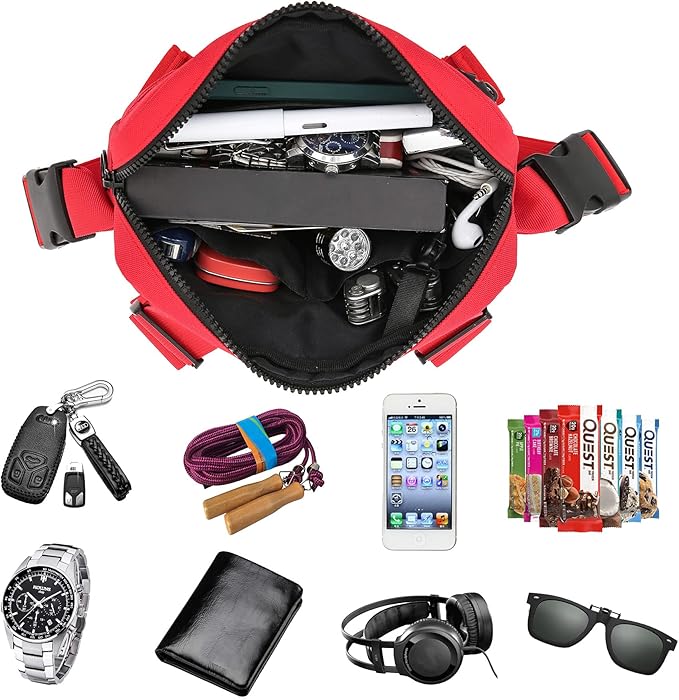 Outdoor Sports Utility Chest Pack，Tactical EDC Chest Bag For Men, Lightweight Conceal Chest Pouch Holster, Chest Rig Vest With Built-In Phone Holder For Workouts, Cycling & Hiking (Red)