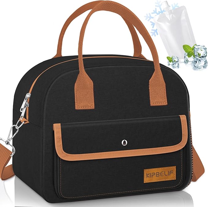 KIPBELIF Cute & Roomy Adult Lunch Box for Women – Stylish Insulated Lunch Bag with Cooling Pack, Shoulder Strap, Multi-Pockets for Work, Picnic, and Travel (Standard Size)