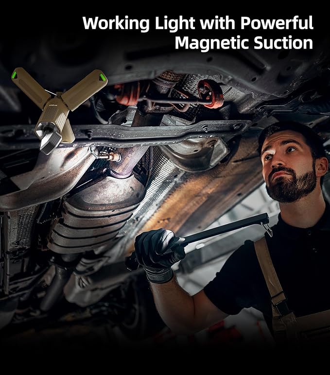 Camping Light Telescopic Camp Lantern Rechargeable 10500mAh Battery Built-in Magnetic Camping Lamp for Emergency, Hiking (Khaki)