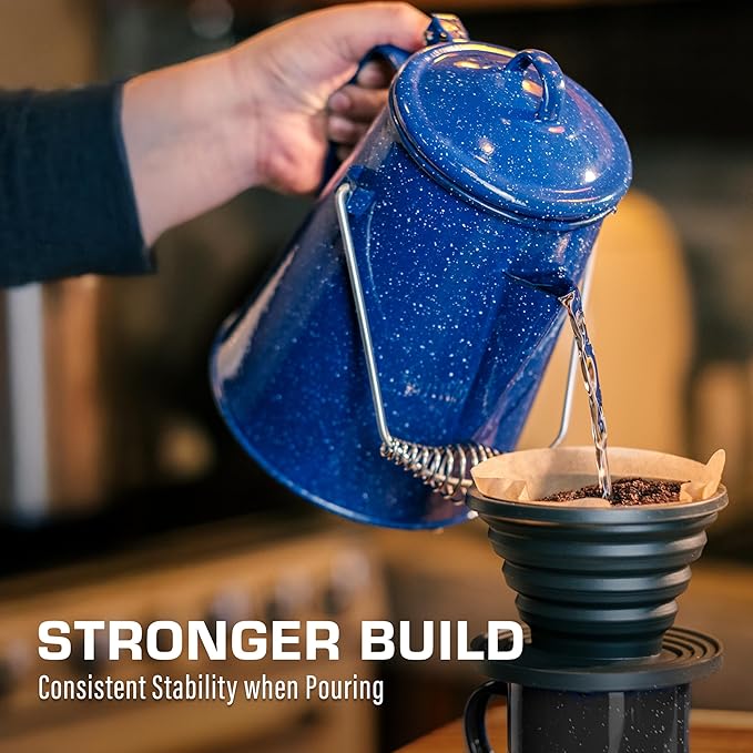 COLETTI Classic Camping Kettle - Tea and Camp Kettle, NO Aluminum or Plastic, Ideal for Boiling Water (Blue)