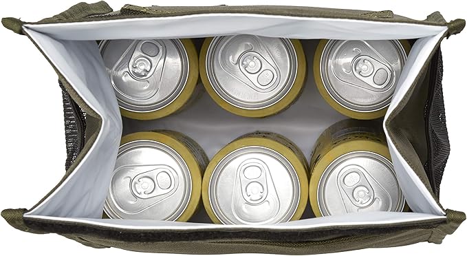 Insulated Lunch Bag for Men and Women; Rolltop Lunch Box with 2 Side Mesh Pockets and 1 Exteral Slip Pocket (Olive)