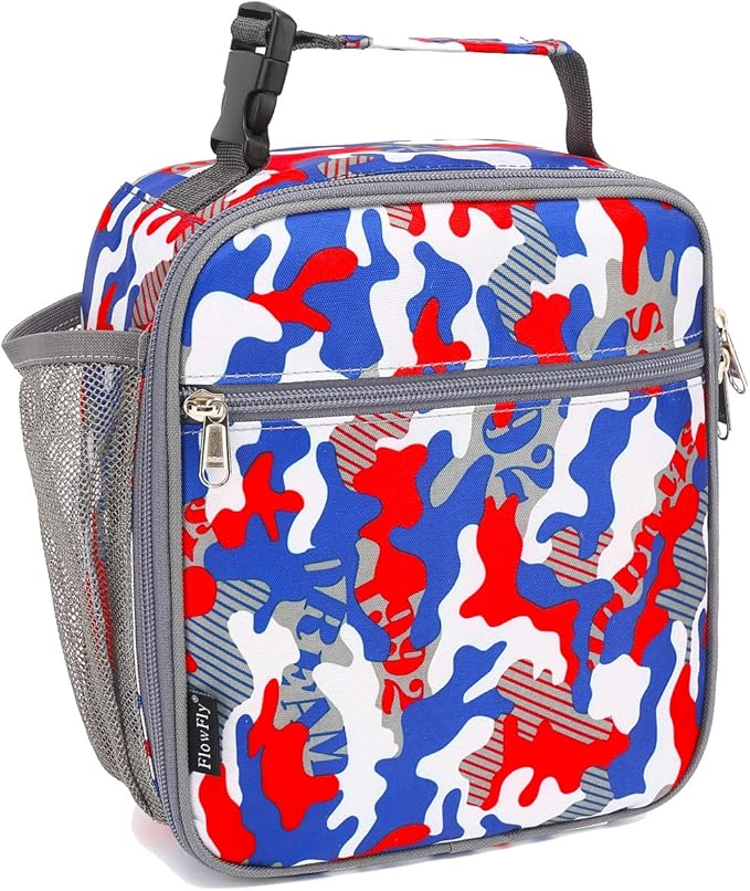 FlowFly Kids Lunch box Insulated Soft Bag Mini Cooler Back to School Thermal Meal Tote Kit for Girls, Boys, Alphabet