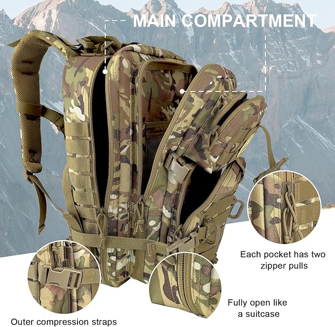 MOLLE Assault Pack, Tactical Backpack Military Army Camping Rucksack, 3-Day Pack