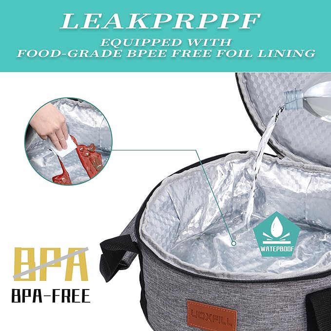 Round Food Warmer Electric Casserole Carrier - Large Heated Lunch Bag for Car Truck, 12V/24V/110V, Thermos for hot food for Potluck Cookouts Parties Picnic,Pie Carrier Bag