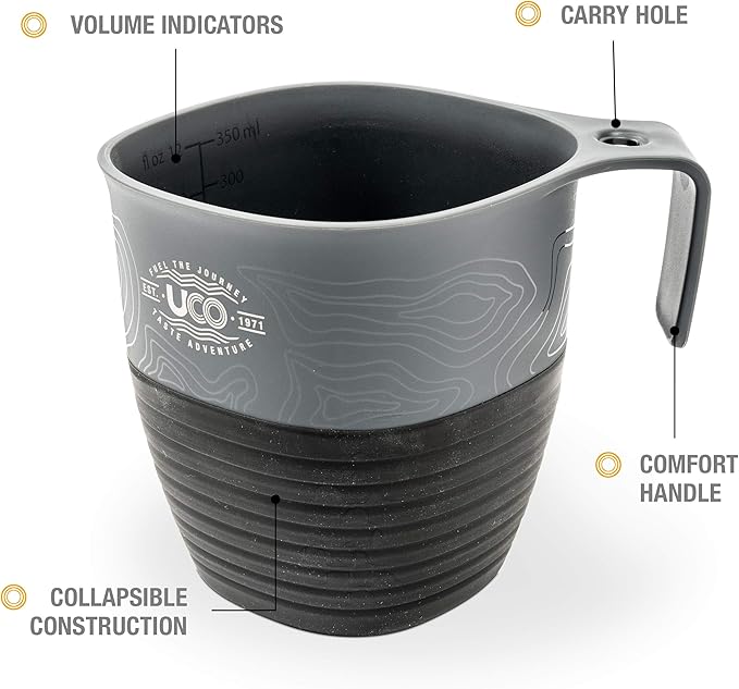UCO Collapsible Camp Cup for Camping, Backpacking, and Hiking, 12 Ounces, 2 Pack