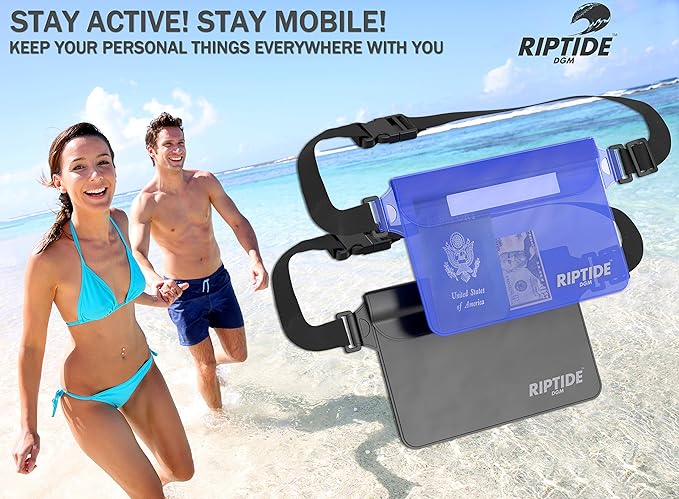 Waterproof Fanny Pack Pouch (2 Pack) for Men & Women Dry Bag Water Resistant with Adjustable Waist Strap - Protects Valuables at Water Sports (White)