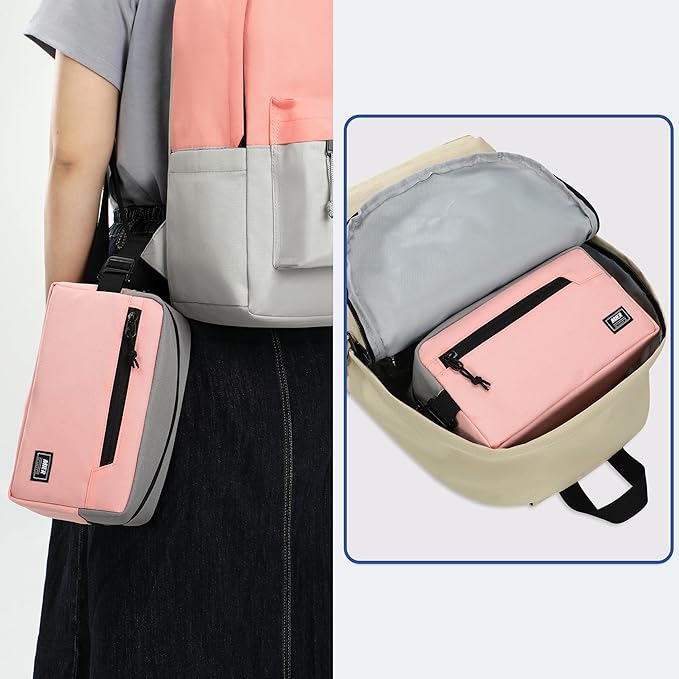 MIER Freezable Snack Bags Small Frozen Mini Cooler Lunch Bag Freezer Insulated Pouch for Kids Adults Work School Travel On-the-go, Pink/Grey