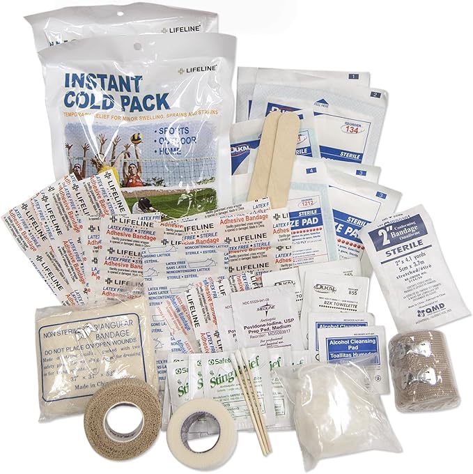 Lifeline Team Sport First Aid and Safety Kit, Stocked with Essential First aid Components for Emergencies Resulting from Outdoor and Team Sports Activities