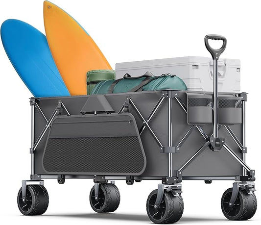 440Lbs Collapsible Wagon Cart with Big Wheels, Ideal for Beach, Camping, Garden, Sports & Transport