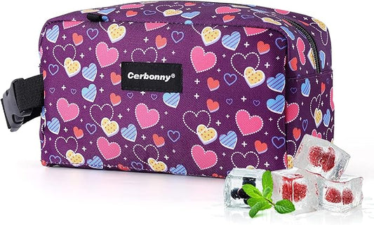 Cerbonny Freezable Lunch Cooler for Work, School, Travel - Leak-proof Insulated Bag for Kids/Adults, Fits Yogurt (Purple Heart)