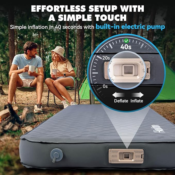 Hikenture 4" Thick Self Inflating Sleeping Pad, Foam & Air Camping Mattress, 9.5 R-Value Insulated Sleeping Mat, Portable All Season Camping Pad for Tent, Car, Cot, Truck