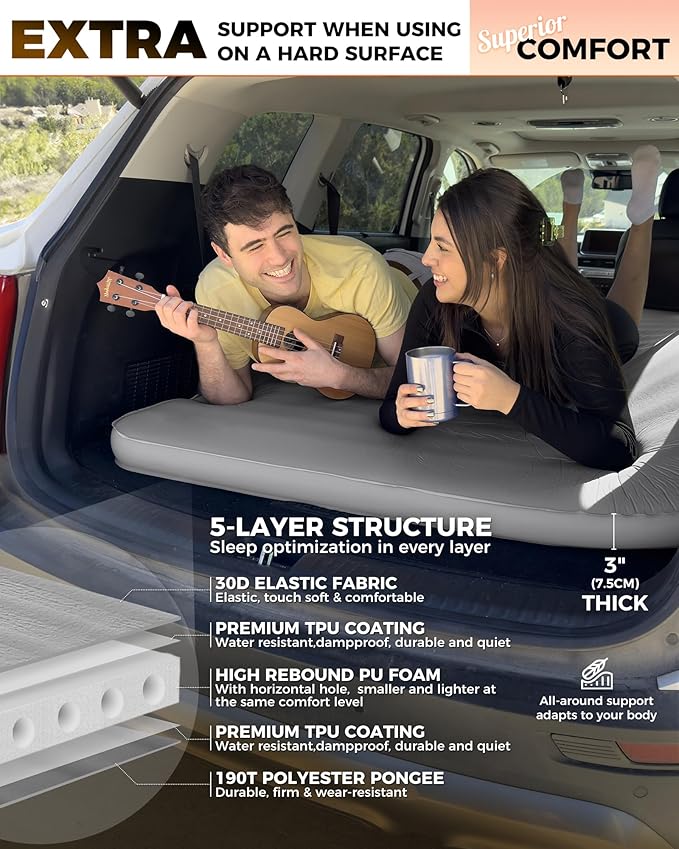 KingCamp Self Inflating Sleeping Pad for Camping Ultra Thick Double Single Foam Mattress High R Value Camping Air Pad Mat, Multi Colors & Sizes