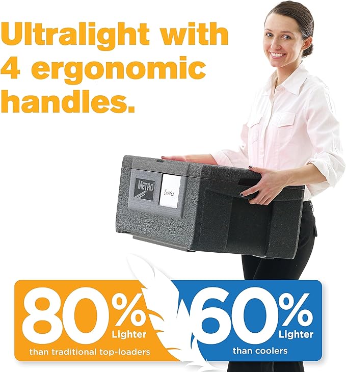 METRO Mightylite ML180-BL Top-Load Insulated Food Carrier - Professional-Grade Multipurpose Pan Carrier, Insulated Cooler and Catering Food Warmer - 30 qt or 3 Pan Capacity - Black