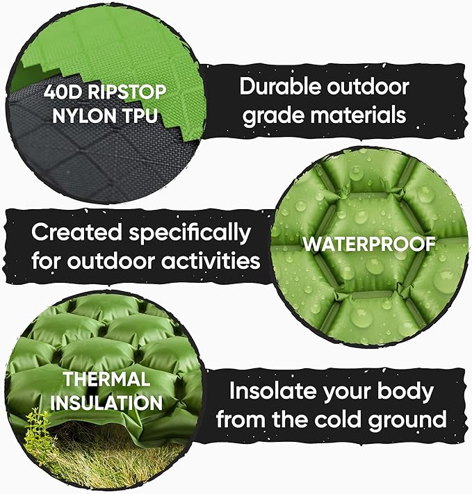 POWERLIX Ultralight Sleeping Pad for Camping with Inflating Bag– Compact Lightweight Camping Mat, Outdoor Backpacking Hiking Traveling Airpad Camping Air Mattress Sleeping Mat