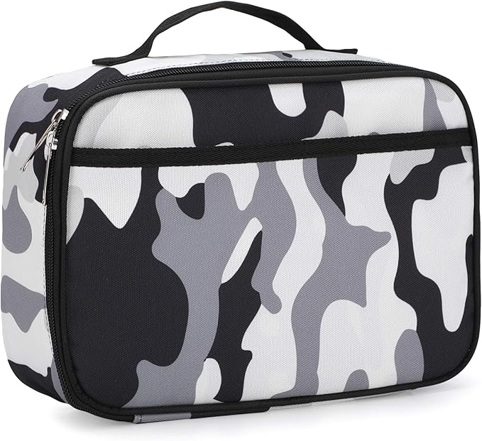 Rickyh Style Lunch Box with Padded Liner, Spacious Insulated Lunch Bag for Men and Women, Durable Thermal Lunch Cooler with Strap, 2 Pockets, 10 x 8 x 3.7 in