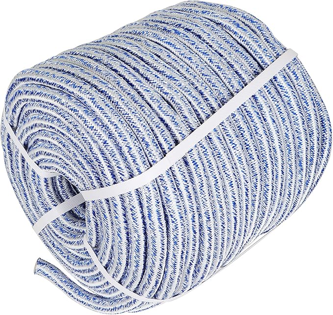Arborist Tree Rope, 3/4inch by 100FT, 24 Strand Bull Rope up to 20000lbs Tensile Strength, Blue and White