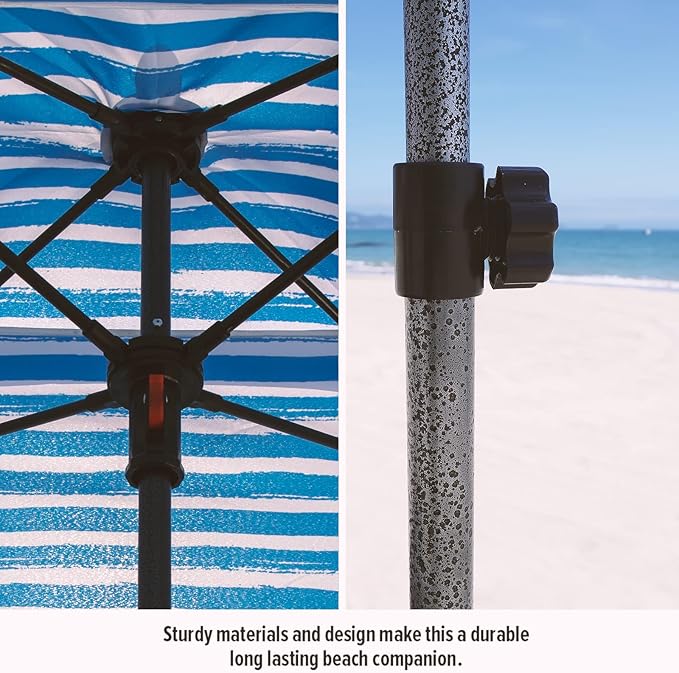 Qipi Beach Cabana - Easy to Set Up Canopy, Waterproof, Portable 6' x 6' Beach Shelter, Included Side Wall, Shade with UPF 50+ UV Protection, Ultimate Sun Umbrella - for Kids, Family & Friends