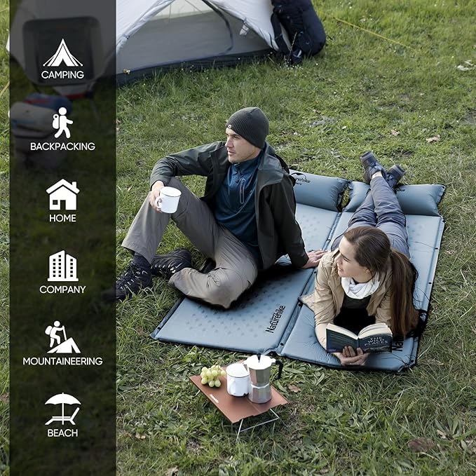 Naturehike Self-Inflating Sleeping Pad, Ultralight Memory Foam Camping Pad with Pillow, Fast Inflating, Sleeping Pad for Camping Hiking with Storage Bag, Single, Blue