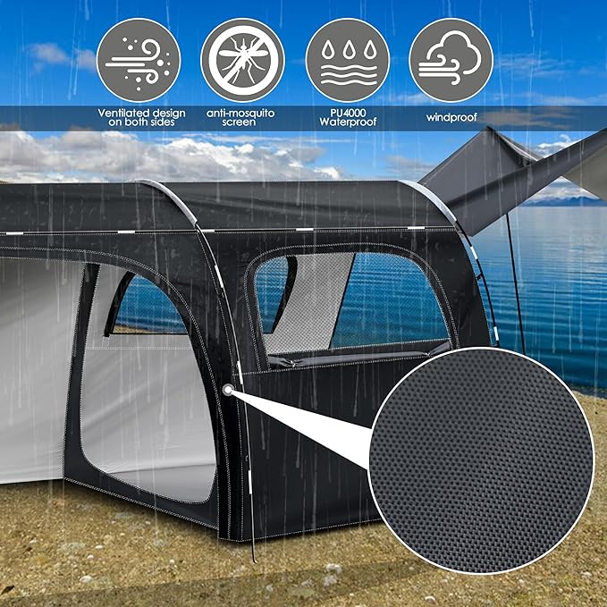 2-Room Camping Tent, Bicycle Camping Tent, Bicycle Storage Tent, 2-Room Family Tent, 1 Storage and Recreation Room, Curtains and Netting for Room divisions, Family Tent for Outdoor Bike Tours