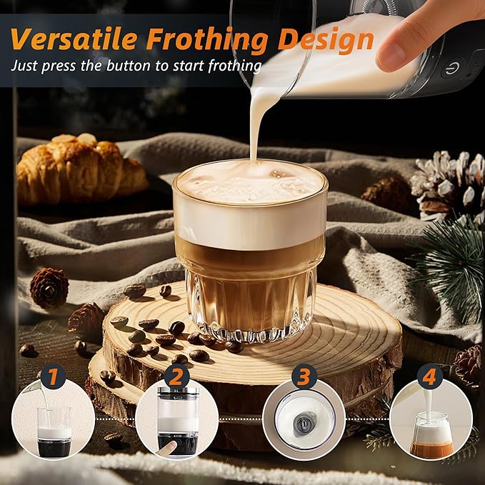 Hobsir Portable Electric Espresso Maker, Travel Coffee Machine for Camping, Car Coffee Maker with Frothing Base, USB-C, 3in1 Capsule, Portable Small Espresso Coffe Machine for RV, Hiking, Office Black