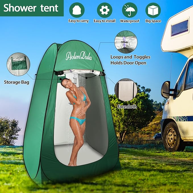 Pop Up Privacy Tent - 3000mm Waterproof Instant Changing Room for Camping/Beach, Portable Shower Shelter with Carry Bag & Stakes (6.5lbs Lightweight)