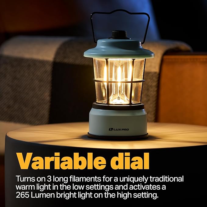 LUXPRO Retro LED Lantern - Battery-Powered Emergency Lantern - Water Resistant - Bright LED Lamp for Indoor & Outdoor Use - Use for Tents, Hiking or Hurricane Prep - Blue
