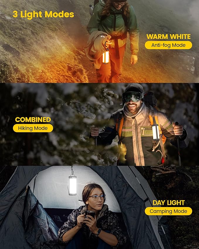 Glocusent Camping Lantern Rechargeable, Up to 80Hrs, 5000mAh 106 LED Lantern with 5 Brightness 3 Modes & SOS, IP68 Waterproof, Max 1200LM, Camping Light for Power Outages Hiking Emergency Hurricane