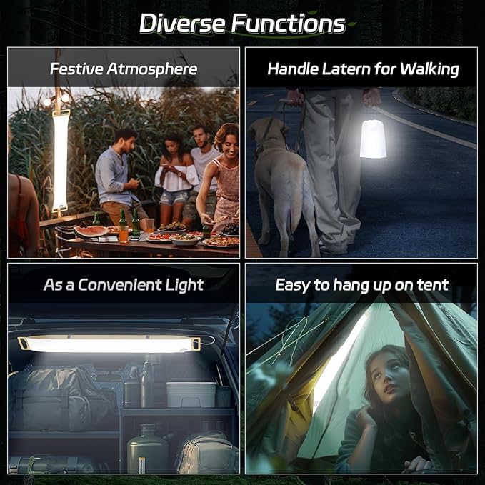 SELORSS Portable Inflatable Folding Outdoor Camping Light, IP66 Waterproof Standard with USB Plug for camping, hiking, traveling and other outdoor environments.(Khaki)