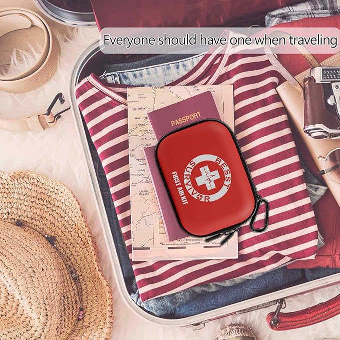 Mini First Aid Kit -Small Waterproof Hard Shell Medical Kit with Compartments for Camping, Hiking, Car, Home, Office, School - Emergency First Aid Supplies and Survival Kit