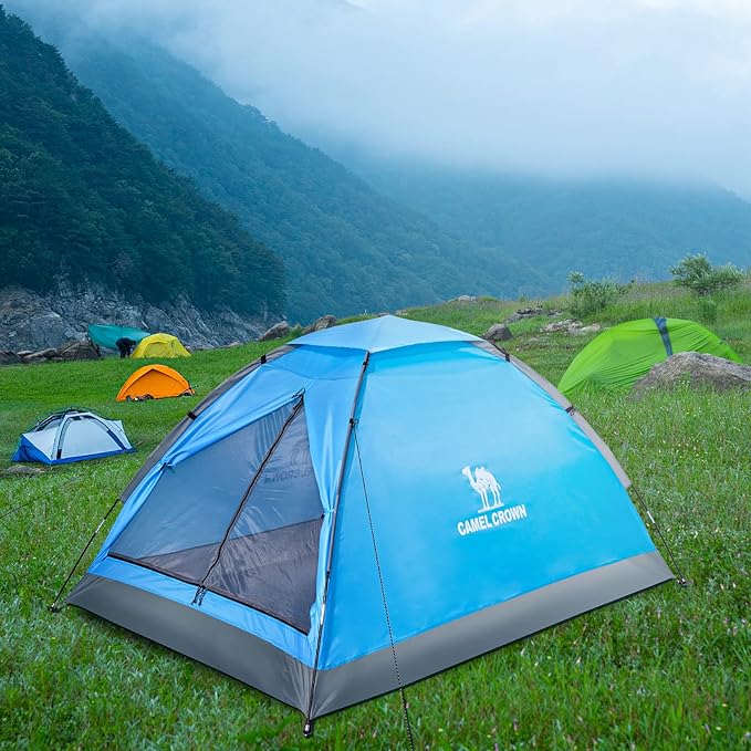 CAMEL CROWN 2/3/4 Person Camping Tent with Removable Rain Fly, Easy Setup Outdoor Tents Water Resistant Lightweight Portable for Family Backpacking Camping Hiking Traveling