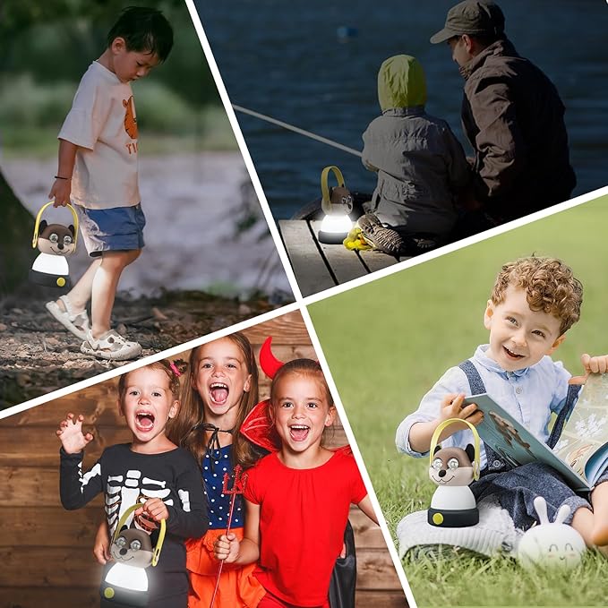 Kids Camping Lanterns, Battery Powered Night Light for Emergency, Hurricane, Lightweight Tent Lamp (Meerkat)