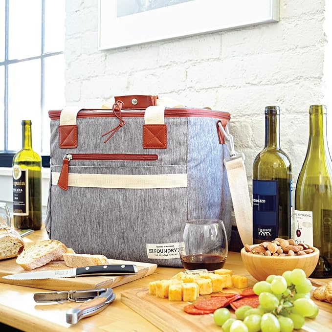 Fit & Fresh 24-Can Insulated Soft Cooler Bag, Steel, 7.12 Liters