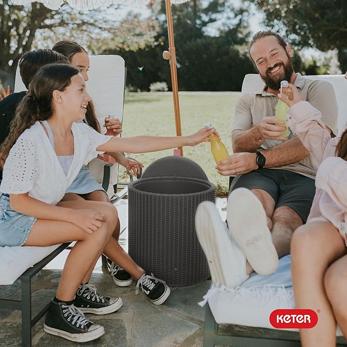 Keter Cool Side Table Cooler 3 in 1 Outdoor Patio Table and Ice Chest Storage, Ideal Hot Tub Table, Decor and Outdoor Patio Bar, Portable Bar, Graphite