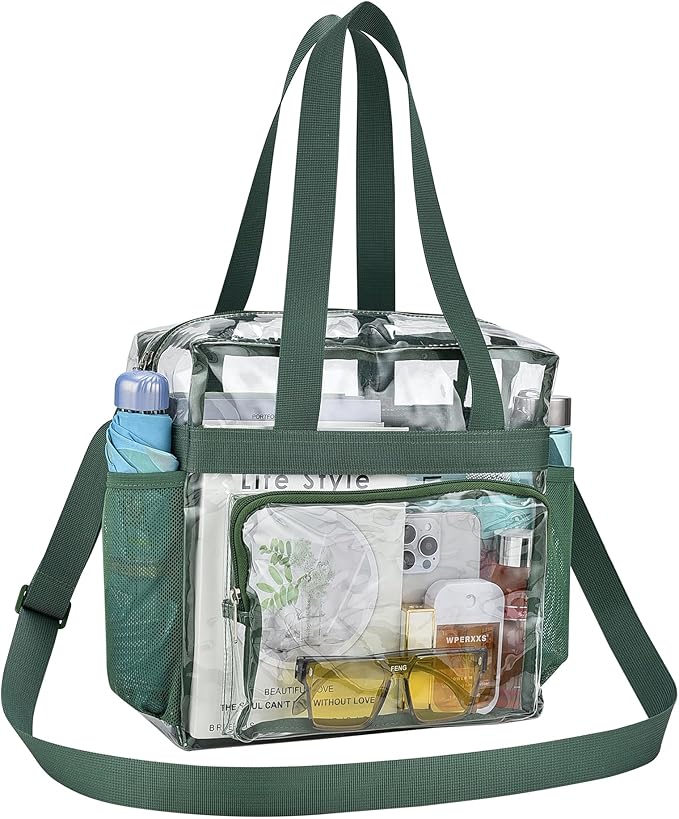 USPECLARE Clear Tote Stadium Approved, Security Travel & Gym Clear Bag for Work Sports Games Concerts