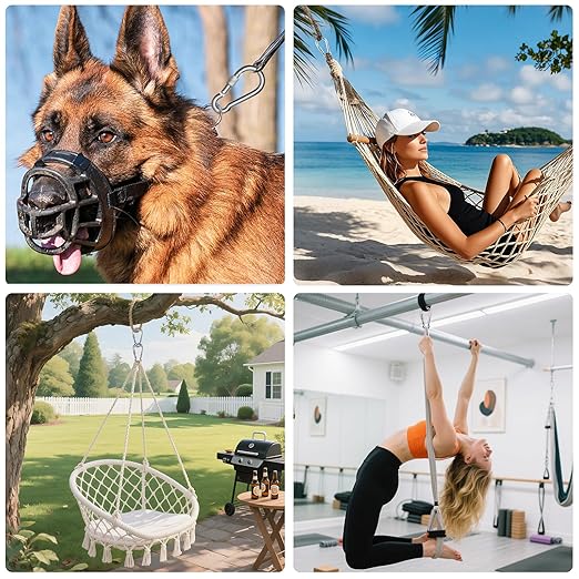 KINLINK 2 Pack Screw Locking Carabiner - 5.50 inch Heavy Duty Carabiner Clips, 304 Stainless Steel Large Caribiner for Camping, Swing, Hammock, Hiking,Weight Lifting Machine, Home Gym Equipment