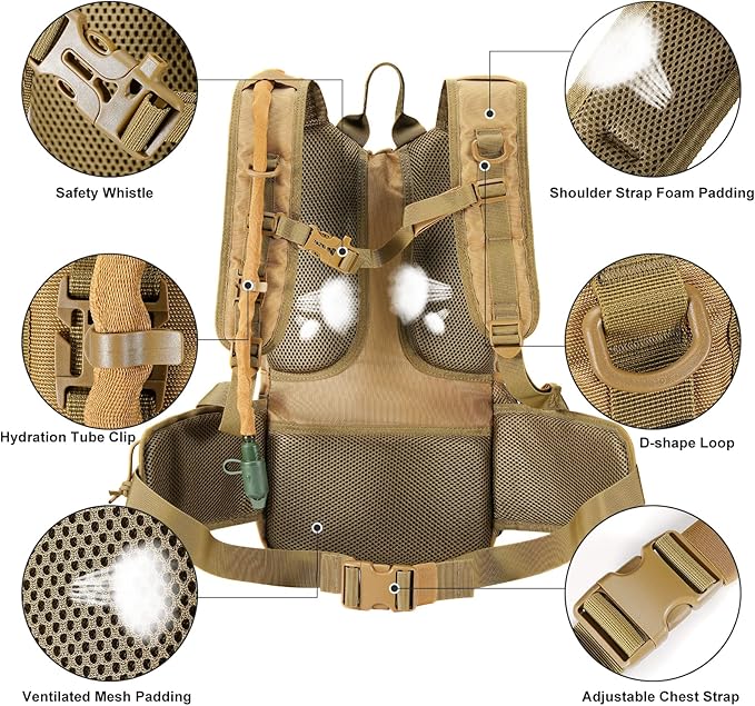 Tactical Hydration Pack Lightweight Insulation Water Backpack Molle Hydration Backpack for Hiking, Running, Cycling, Climbing, Hunting, Fishing