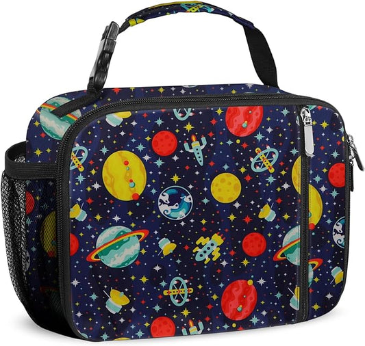 esouler Lunch Box Kids Insulated Lunch Bag for Boys & Girls Durable Children Lunchbox for School with Water Bottle Holder-Space