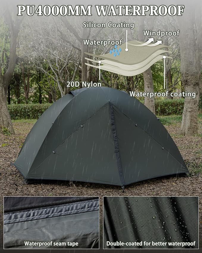 MC TOMOUNT Backpacking Tent 2 Person Tent Waterproof Lightweight Tent for Outdoor Camping Hiking