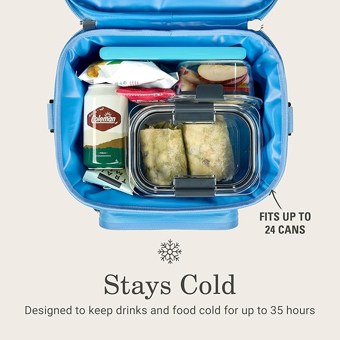 Coleman Pro 24-Can Premium Soft Cooler Lunchbox, Fully Insulated Lid & Body Stays Cold up to 35 Hours