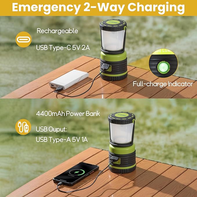 Camping Lantern Rechargeable Telescopic Camping Light,1800LM, 4400mAh IPX5 Waterproof Tent Lights, 4 Light Modes, Portable Flashlight for Power Outages, Emergency, Hurricane, Hiking