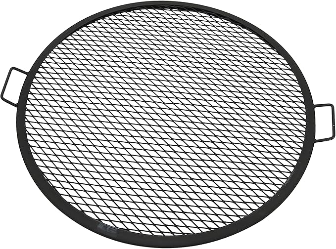 Sunnydaze X-Marks Fire Pit Cooking Grate - Outdoor Round Black Steel BBQ Campfire Grill with Handles - 30-Inch