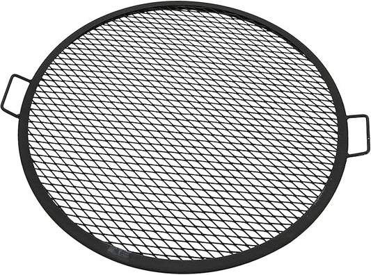 Sunnydaze X-Marks Fire Pit Cooking Grate - Outdoor Round Black Steel BBQ Campfire Grill with Handles - 30-Inch