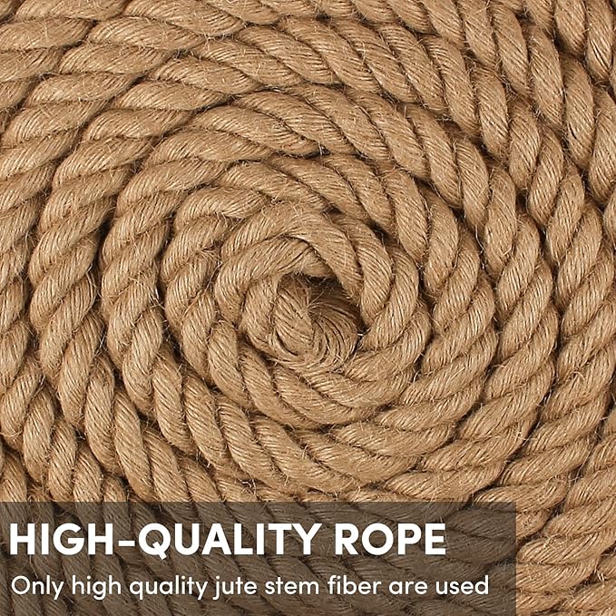 Twisted Manila Rope 1-1/4 in x 100 feet Natural Hemp Rope for Docks Railing Nautical Landscaping Crafts Tug of War Marine Tie-Downs Hammock Home Decorating
